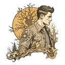 Dean Winchester walking through a supernatural forest tattoo design idea