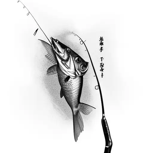 fishing rod tattoo design idea