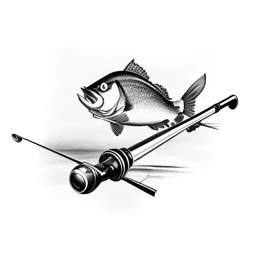 fishing rod with golf club tattoo design idea
