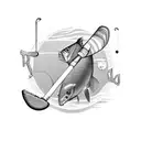 fishing rod with golf club tattoo design idea