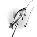 fishing rod with golf club tattoo design idea