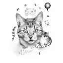 cat and dog, with lgbt  tattoo design idea