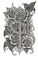 Infinity symbol, menacing thorns, protectors sword, Gothic rose, tattoo design idea