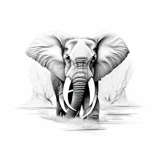 Elephant tattoo line art, dotwork sketch Stock Vector | Adobe Stock