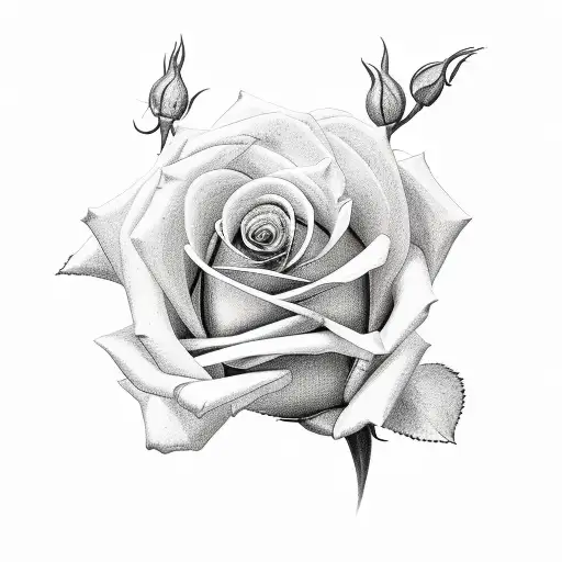 rose with three buds tattoo design idea