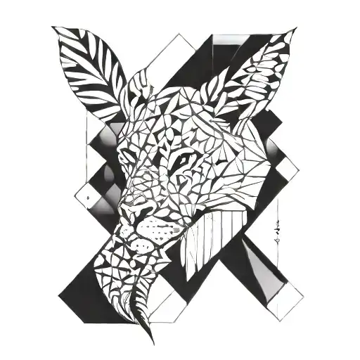 A geometric design incorporating Brazilian wild animals in a blackwork style tattoo design idea