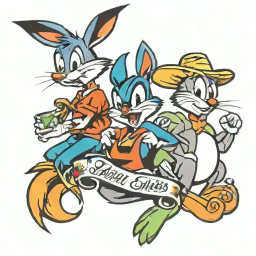 Looney Tunes tattoo for mom, daughter and son tattoo design idea