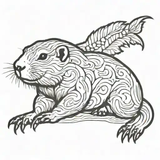 outline of a marmot tattoo design idea