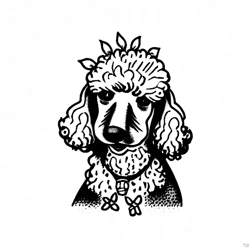 Poodle with St. Francis of Assisi tattoo design idea