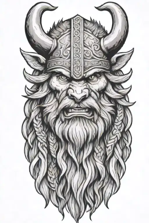 Viking berserker with bear head tattoo design idea