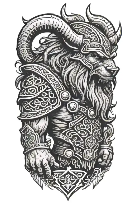 Viking berserker with bear head wearing tattoo design idea