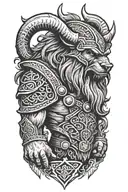 Viking berserker with bear head wearing tattoo design idea