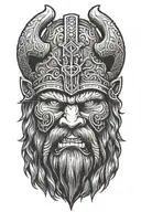 Viking berserker wearing bear head tattoo design idea