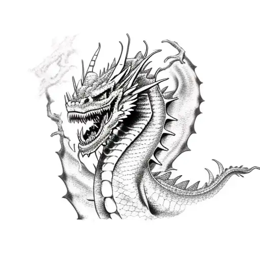 angry Dragon tattoo design idea
