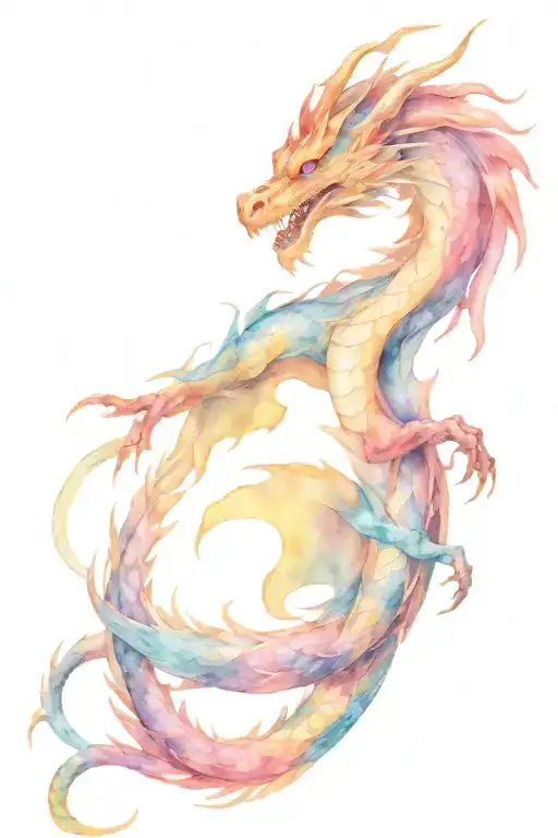 fierce and majestic water color dragon tattoo design idea