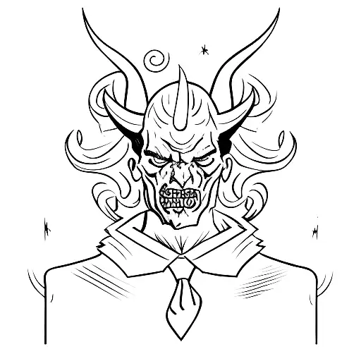 devil wearing suit and tie tattoo design idea