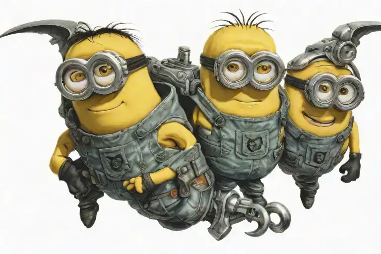 minions climbing on shoulder  tattoo design idea