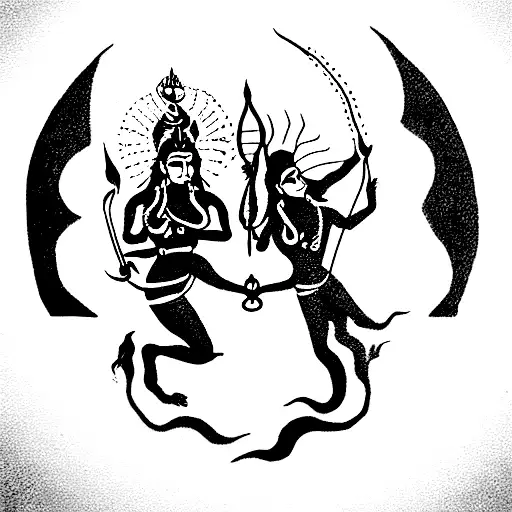 shiva and durga tattoo design idea