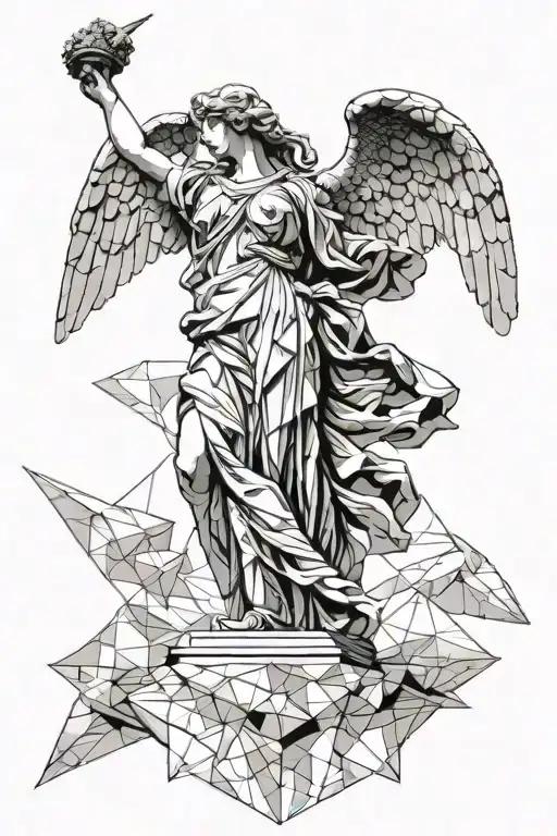 winged victory of samothrace tattoo design idea
