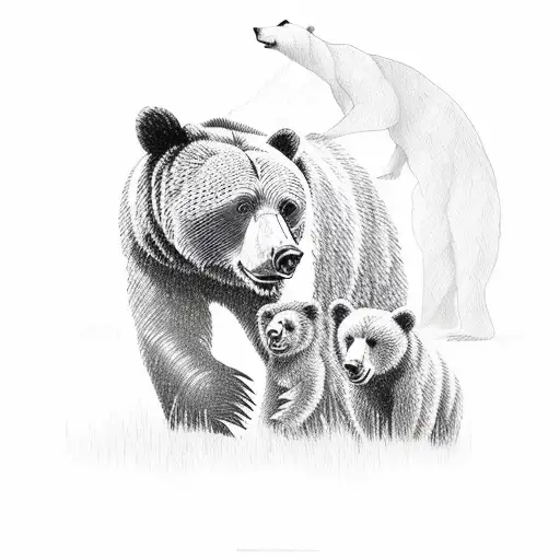 bear family tattoo design idea