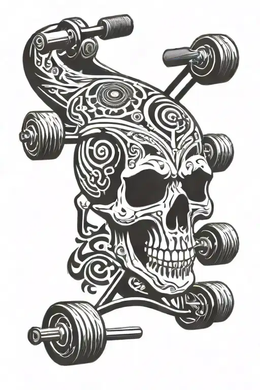 skull skate wheels tattoo design idea