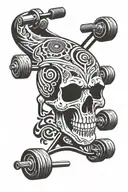 skull skate wheels tattoo design idea