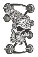 skull skate wheels tattoo design idea