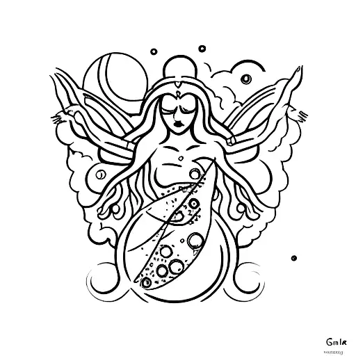 A minimalist tattoo of the dead moon callistoof jupiter and the greek goddess of beauty tattoo design idea