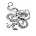 A snake wrapped around a mason's trowel tattoo design idea