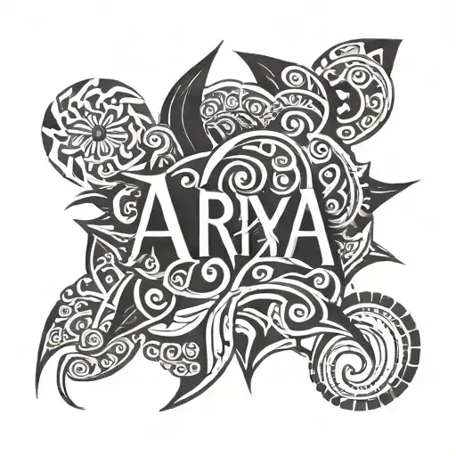 Name Arya tattoo design idea