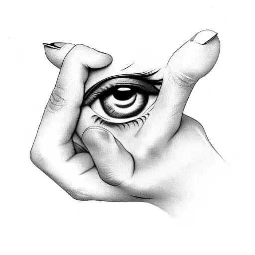 hand with eye tattoo design idea