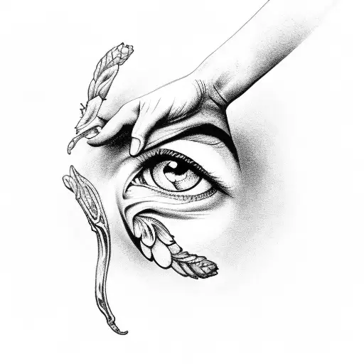 hand with eye tattoo design idea