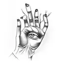 hand with eye tattoo design idea