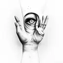 hand with eye tattoo design idea