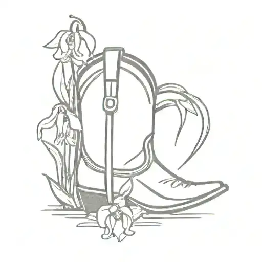 cowboy boot with snowdrop and carnation flowers blooming tattoo design idea