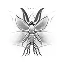 papillon avec la silhouette d'un scorpion dans une aile tattoo design idea
