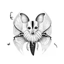 papillon avec la silhouette d'un scorpion dans une aile tattoo design idea