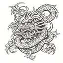 Shenron dragon with aztec elements going through LA symbol tattoo design idea