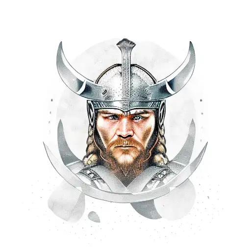 Viking warrior with an owl companion tattoo design idea