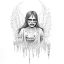 A crying angel with blood tears tattoo design idea