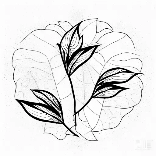 symmetrical flowers leaves tattoo design idea