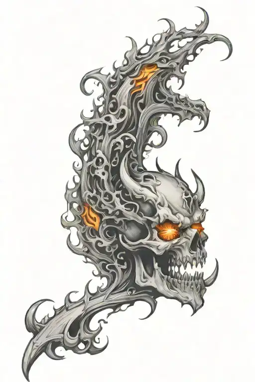 my flaws burn through my skin like demonic flames from hell tattoo design idea