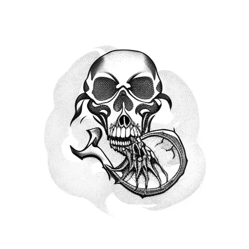 Reaper of death holding time itself  tattoo design idea