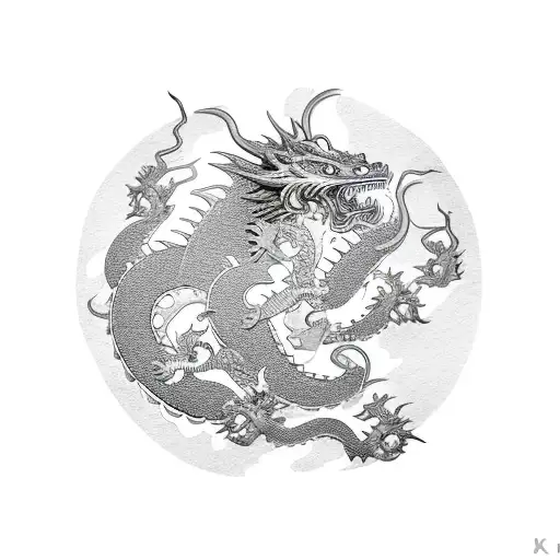 Japanese war fan adorned with cherry blossoms and dragons tattoo design idea