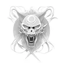 infinite tsukuyomi with spartian head tattoo design idea