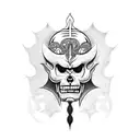 infinite tsukuyomi with spartian head tattoo design idea