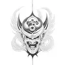 infinite tsukuyomi with spartian head tattoo design idea