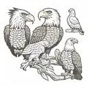 bald eagle, rooster and harpy eagle tattoo design idea