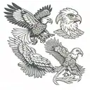 bald eagle, rooster and harpy eagle tattoo design idea