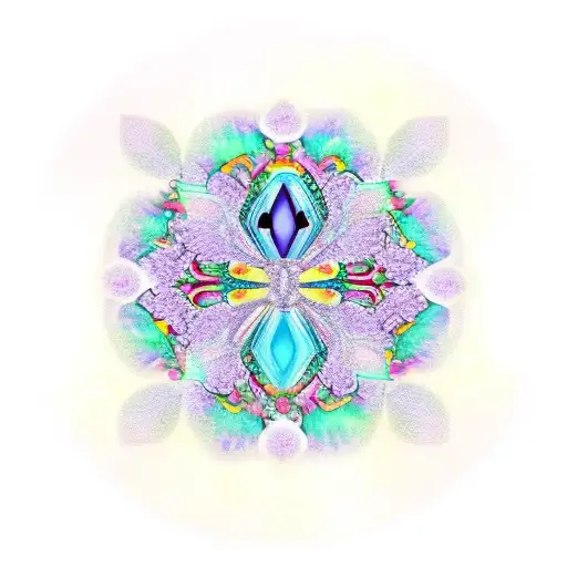 butterfly with mandala wrap around with gemstones tattoo design idea